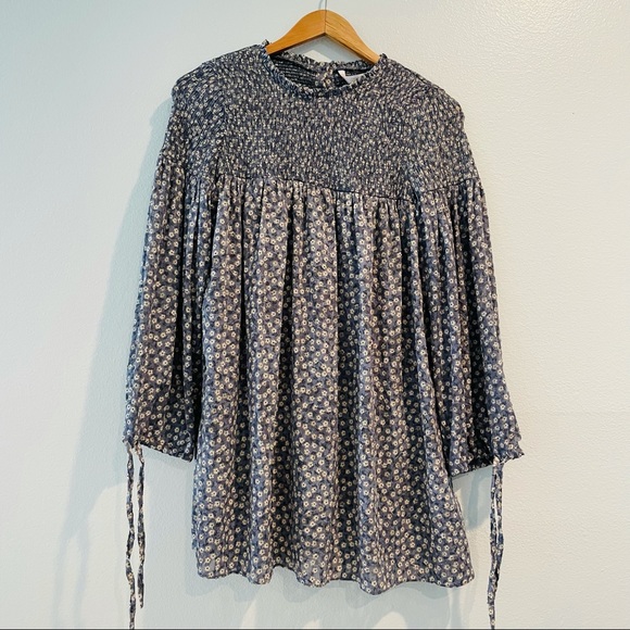 Zara Dresses & Skirts - Zara Trafaulic Smocked Neck Floral Shirt Dress